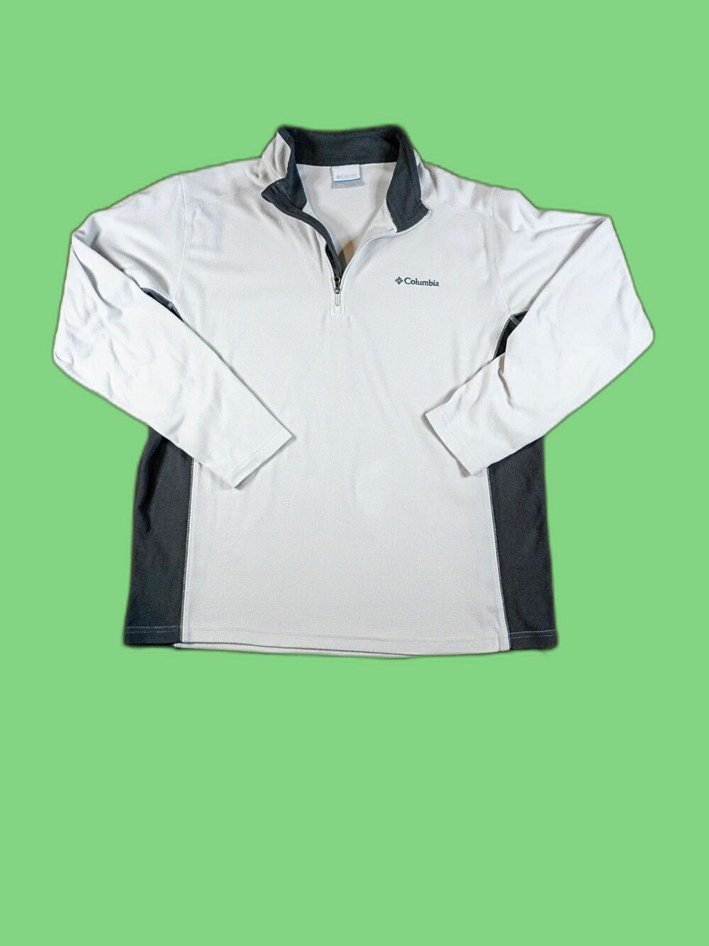 Columbia Fleece Quarter Zip Mens L Off White Gray Pullover